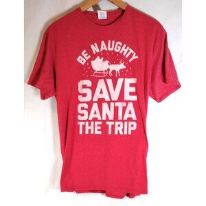 Delta Tag "Be Naughty, Save Santa the Trip" Shirt, Red, Men's Size Large
